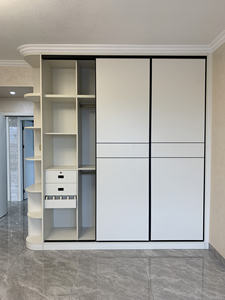 Armario de Almacenamiento Moderno Grande con Puertas Corredizas Ajustables de Madera Maciza para Dormitorio, Sala de Estar y Uso en Hoteles - Blanco - Product Image 6