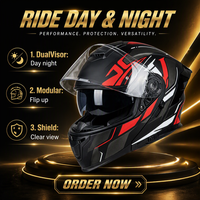 Casque de moto modulaire L06, casque intégral rabattable pour adulte, noir, rouge, blanc, graphique, coque en ABS