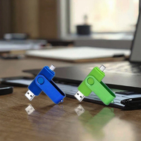 Grosir Pabrik ponsel komputer mobil Dual guna Usb 2.0 Flash Drive 128MB-128G logo kustom logam berputar Usb