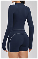Vestes de sport zippées personnalisées en Spandex, durables et recyclables, coupe ajustée, très élastiques, col montant, pour la course et le yoga, avec passe-pouces