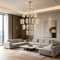 Lustre moderne en cristal K9 pour escalier de villa, salon, hôtel, club-house, hall d'entrée, lampe suspendue de luxe