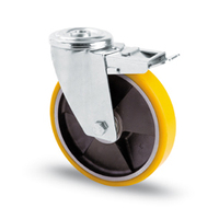 Roue de chariot industrielle robuste en PU avec noyau en fer, roues de 125 mm pour usine, orange pour charge lourde