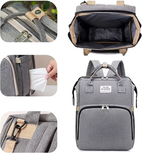 Sac à couches pour bébé, sac à dos avec matelas à langer, sac à langer imperméable multifonctionnel avec berceau pliable pour maman <span class=keywords><strong>et</strong></span> papa - Product Image 4