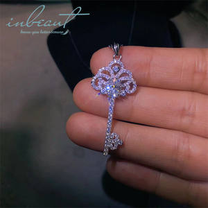 Argent 925 <span class=keywords><strong>Original</strong></span> 1 Carat Brillant Coupe Diamant Test Passé D Couleur Ovale Moissanite Clé Pendentif Collier pour Femmes Fine Jewelry - Product Image 2