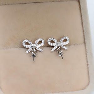 Boucles d'oreilles en argent S925, nœud baroque, support vide, bricolage, grandes perles, 8-14, accessoires en perles, support vide baroque, bricolage, grandes perles, perles - Product Image 2