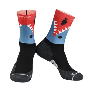 Kişiselleştirilmiş kaymaz likra spor sıkıştırma komik bisiklet çorap tasarım Aero bisiklet çorap