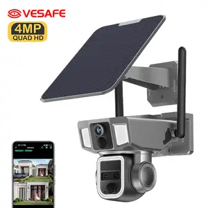 Vesafe doppia lente 8MP Pir energia solare Wireless Wifi sicurezza bidirezionale Audio Cctv di sicurezza solare Ptz Camera