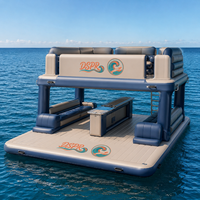 Plateforme flottante gonflable stable avec sièges lounge et glacière pour les vacances en famille, la baignade et le soleil