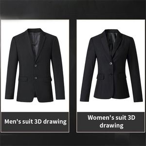 Costume d'affaires sur mesure taille européenne pour hommes et femmes, ensemble de 2 pièces, ensemble de luxe pour le bureau, blazer formel pour les entreprises - Product Image 6