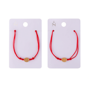 Cavigliera in acciaio inossidabile con faccina sorridente per donna, braccialetto con ciondolo in corda rossa, regalo amuleto portafortuna - Product Image 1