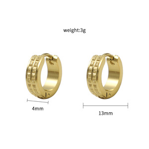 Hoop Earrings Geometric Pattern Micro Insert Gold Steel Color Round Fashion Jewelry Set - Product Image 4