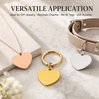 Étiquettes en métal en forme de cœur personnalisables, gravure au laser, breloques en acier inoxydable pour cadeaux promotionnels