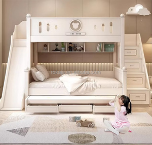 Gran oferta Loft litera niños cama dormitorio de lujo tobogán almacenamiento madera niños cama <span class=keywords><strong>Popular</strong></span> escaleras Castillo niño niña cama con armario - Product Image 5