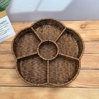 Panier à collation en rotin tressé en PP de qualité alimentaire, fait main, écologique, avec compartiments, pour le rangement des fruits et du pain, pour la maison, la cuisine, le comptoir