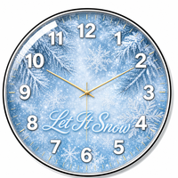 Horloge murale Happy New Year, 30 cm, cadran rond en verre imprimé, design feux d'artifice, horloges murales pour la décoration de bar, club, café, hôtel