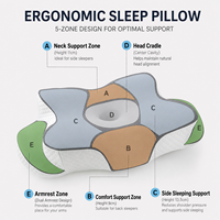 Oreiller cervical ergonomique en mousse à mémoire de forme à récupération lente avec housse respirante amovible et lavable pour le soutien du cou