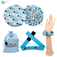 Extension de cheveux avec logo personnalisé Sacs à cordon en satin Perruque fondante en dentelle Bandeau élastique pour cheveux Bonnets pour cheveux en satin doux double face