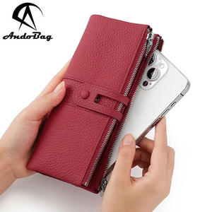Portefeuille long japonais en cuir véritable Andong pour femmes, grande capacité, porte-cartes accordéon RFID, pochette de téléphone tendance JLA-008 - Product Image 6