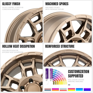 SPEED MEGA Bronze Multi <b>Spoke</b> Aluminum <b>Wheel</b> 5.5 Inch One Piece Cast For Retrofit Upgrade PCD 114.3mm ET 35mm - Product Image 4