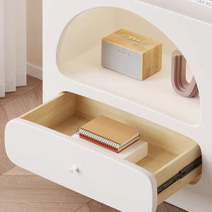 Estantería de madera blanca Almacenamiento de madera moderno Estante de libros Organizador Librería con cajón - Product Image 3