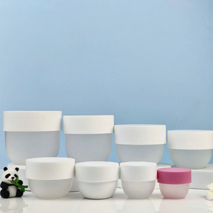 Pot rond en PP givré mignon de 50g, 100g, 150g, 200g, 300g, 500g avec couvercle blanc pour emballage de crème de soin/crème pour le visage/crème capillaire – Pot en plastique - Product Image 1