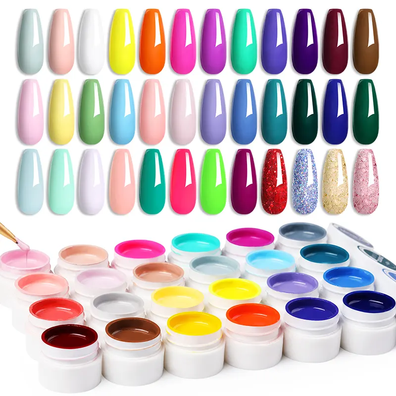 LILYCUTE OEM Logo personalizzato Soak Off Gel UV forniture all'ingrosso smalto per unghie 3 In 1 Pure 48 colori Gel Paint Nail Art