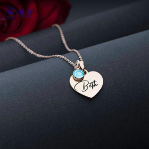 Collar de Acero Inoxidable con Corazón y Piedra de Nacimiento, Grabado con Nombre Personalizado, Regalo para el Día de la Madre, Producto para Dropshipping en Shopify - Product Image 3