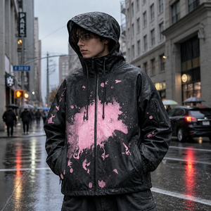 XINHUI Custom Water Resistant Nylon Mens Jacket Hooded Windbreaker Outdoor Cycling Rain Coat OEM ODM Wholesale Bulk - Product Image 3