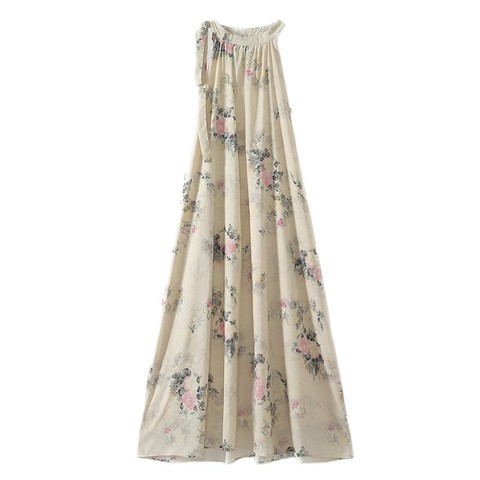 Summer New Rayon Cotton Beach Style Flower Girls' Dress