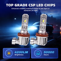 Kit d'ampoules de phare LED H8, faisceau haut/bas, taille mini 1:1, super lumineux, blanc 6500K, boîtier en aluminium moulé sous pression, ajustement universel