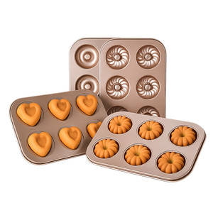 6-khoang chia hình chữ nhật thép carbon Baking <span class=keywords><strong>Pan</strong></span> cho bánh muffin không dính chịu nhiệt dễ dàng làm sạch với 4 mẫu thiết kế - Product Image 1