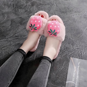 New <strong>Wool</strong> Shearing One Home Cotton Thick-soled Shoes Non-slip Thick Warm Winter Soft Bottom Rabbit Hair Fruit Type <strong>slippers</strong> - Product Image 4
