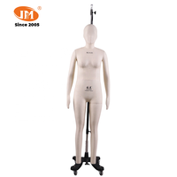 Junmei Mannequin de couture femme sans tête, taille personnalisable et réglable, corps entier, US 6/EU 36, avec support de bras en fibre de verre et jambe à pointes