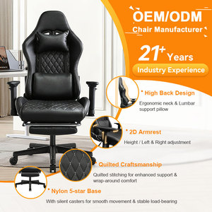 <span class=keywords><strong>Chaise</strong></span> <span class=keywords><strong>de</strong></span> jeu ergonomique à dossier haut en cuir PU personnalisable avec support lombaire et accoudoirs 2D, faible MOQ - Product Image 1