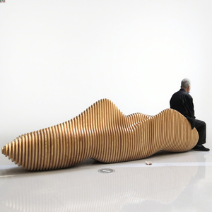 Y715 Chavari Style Sliced Wood Art Chair Shopping Mall Solid Wood Anti-corrosion Seating Wooden <b>Bench</b> Irregular Long Rest Chair - Product Image 6