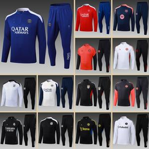 Venta de Fábrica: 25 Estilos de Camisetas de Fútbol de Manga Larga con Media Cremallera, Poliéster, Unisex, para París, etc. - Product Image 2