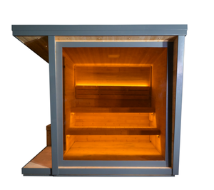 Sauna de Vapor Cuadrada de Lujo para Exteriores para 4-6 Personas, Sala de Sauna de Vapor Húmedo con Porche, Ventanas de Madera Modernas Personalizadas para Exteriores, 6KW - Product Image 3