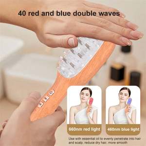 Peine de masaje con vibración roja y azul, peine antipérdida de cabello, dispositivo de crecimiento de cabello, cepillo eléctrico para masaje del cuero cabelludo, aplicador de aceite - Product Image 2