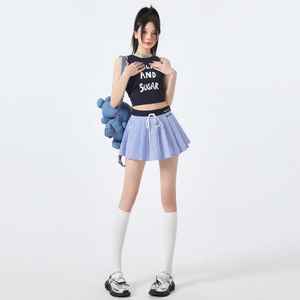 Verano estilo universitario Casual transpirable suave plisado Midi falda juvenil adelgazante Sexy versátil <span class=keywords><strong>moda</strong></span> gasa tela Natural - Product Image 4