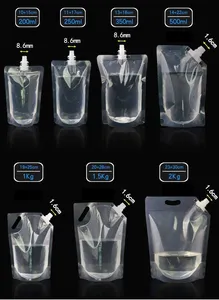 Sac de liquide biodégradable à bec supérieur en Chine/pochette à bec de 250ml/pochette à eau transparente