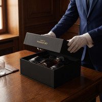 Bouteille de whisky vide avec coffret cadeau magnétique noir, ensemble de 750 ml, solution d'emballage pour spiritueux haut de gamme, coffret Master Elite