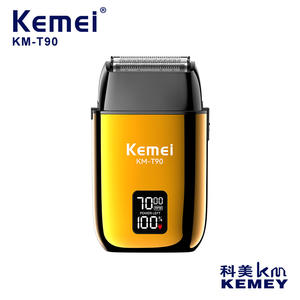 Rasoir électrique Kemei KM-T90 à trois têtes oscillantes, affichage numérique, tondeuse à barbe, couleur tournesol, batterie rechargeable - Product Image 3