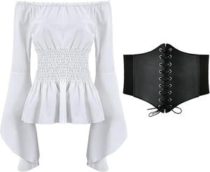 <span class=keywords><strong>Pirata</strong></span> Medieval Renacimiento Camisas <span class=keywords><strong>de</strong></span> manga larga Cintura Top Halloween Ancho Cuero Armadura Cinturón Steampunk Cintura Disfraces <span class=keywords><strong>de</strong></span> <span class=keywords><strong>pirata</strong></span> - Product Image 5