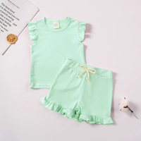 Fabricants de vêtements en gros Logo personnalisé Vêtements pour enfants vierges Ensemble chemise et short en dentelle avec champignon Lot de vêtements pour enfants