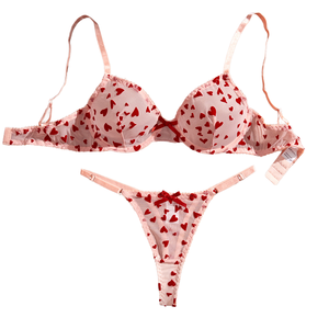 Ensemble de lingerie push-up en dentelle florale pour femmes avec culotte string, matière Spandex/Polyester, style sexy - Product Image 1