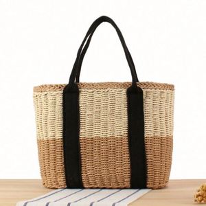 Wholesale Summer <b>Beach</b> Travel Paper Woven <b>Bag</b> Handmade Woven <b>Large</b> Capacity Vacation Tote Straw <b>Bag</b> - Product Image 6