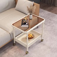 Table d'appoint multifonctionnelle de luxe légère en verre trempé de haute qualité pour salon, table console mobile