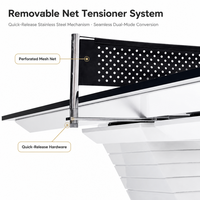 Table de tennis de table multifonctionnelle en acier inoxydable avec filet amovible, convertible en table de réunion de bureau pour usage domestique
