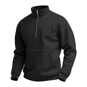 2025 Nueva Sudadera de cuello alto con media cremallera de gofre para hombre, sudaderas de manga larga de punto de gofre con cremallera sólida de talla grande - Product Image 3