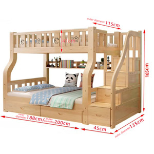 Lit superposé en bois massif écologique et durable pour enfants, construction robuste, pour chambre à coucher et usage scolaire - Product Image 5